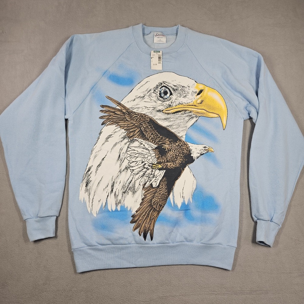 Vintage Bald Eagle Sweatshirt Mens Large Americana Retro 80s 90s Santee USA